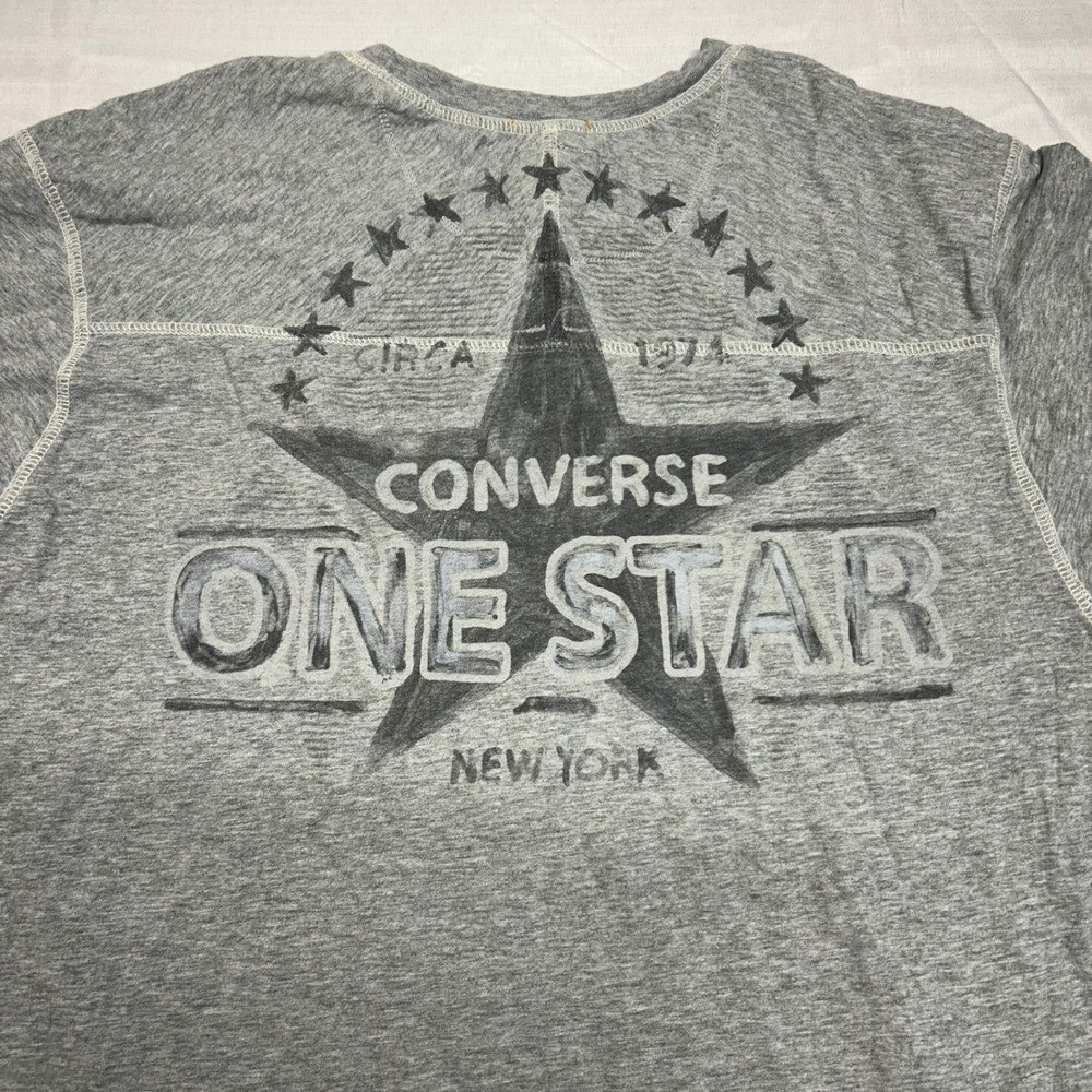 Converse One Star Mens XL Grey Graphic T-Shirt New York Star Logo Short Sleeve - Picture 4 of 10